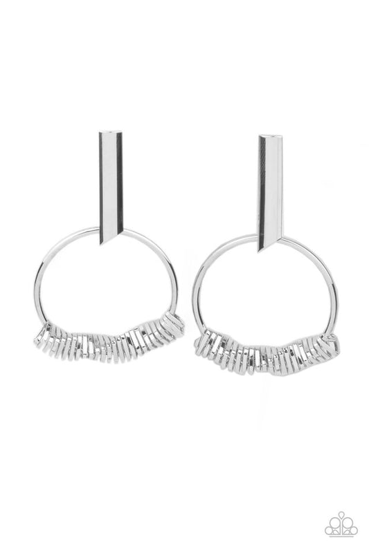 Set Into Motion - Silver - Paparazzi Earring Image