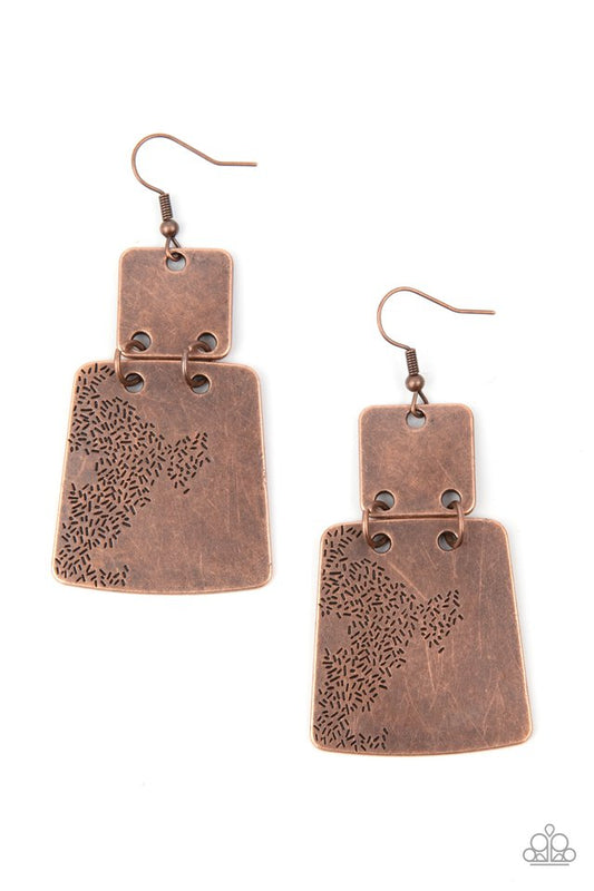 Tagging Along - Copper - Paparazzi Earring Image