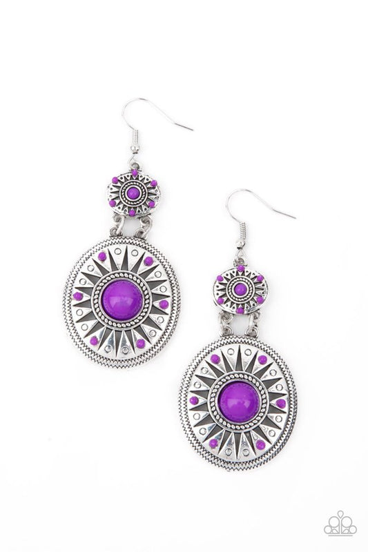 Temple of The Sun - Purple - Paparazzi Earring Image