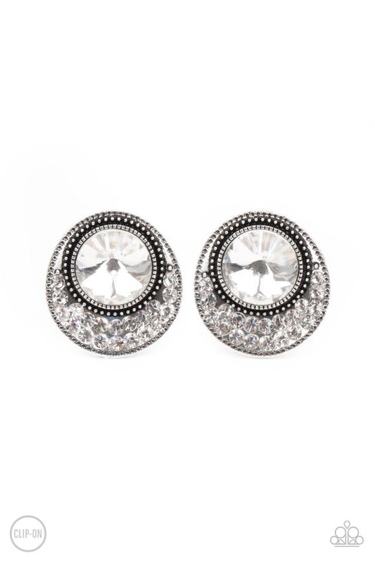 Off The RICHER-Scale - White - Paparazzi Earring Image