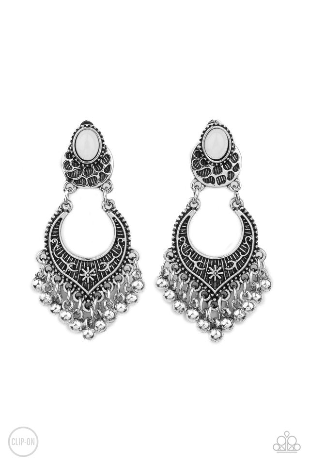 ​Summery Gardens - White - Paparazzi Earring Image