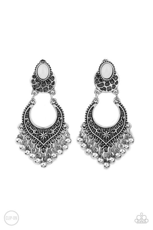 ​Summery Gardens - White - Paparazzi Earring Image