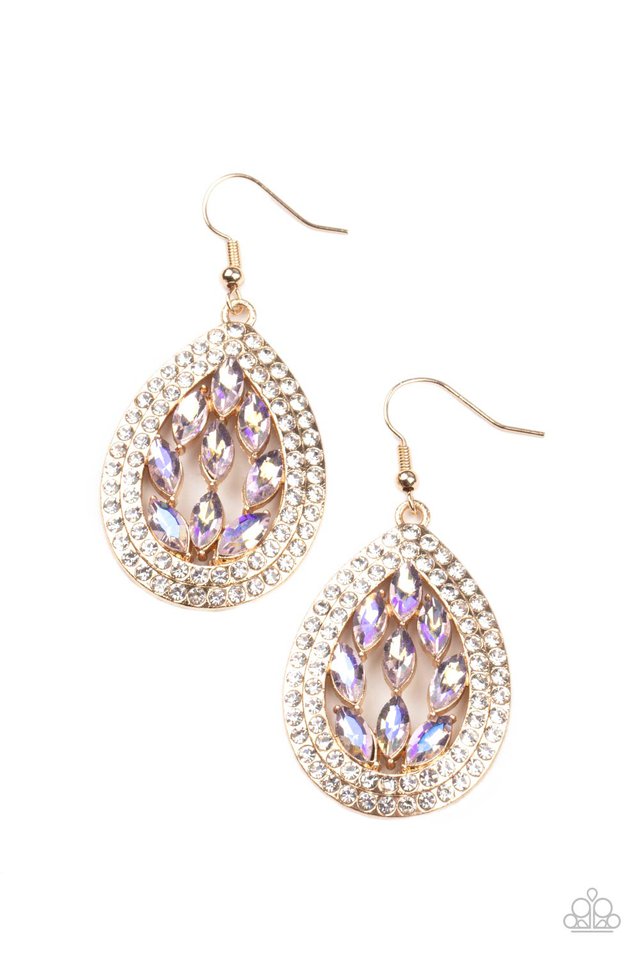 Encased Elegance - Gold - Paparazzi Earring Image