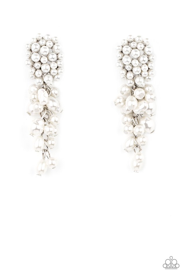 ​Fabulously Flattering - White - Paparazzi Earring Image