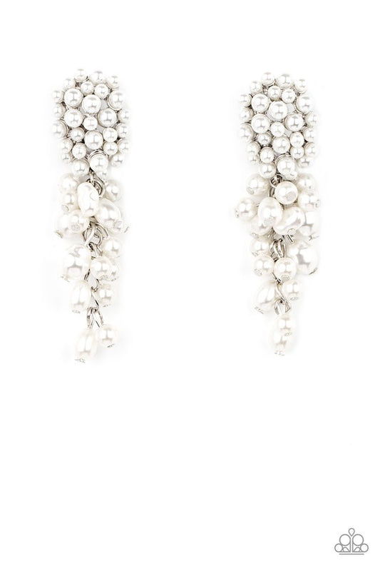 Fabulously Flattering - White - Paparazzi Earring Image