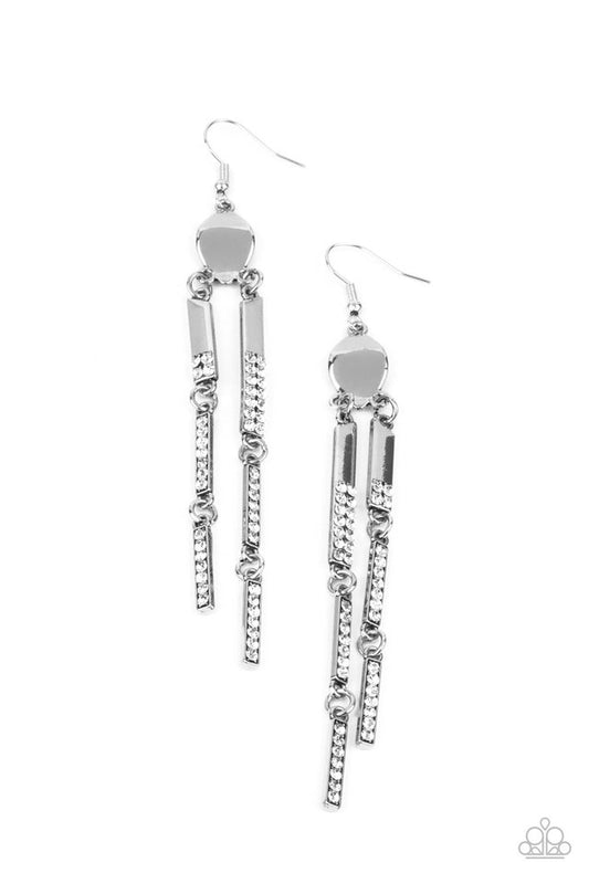 Defined Dazzle - White - Paparazzi Earring Image