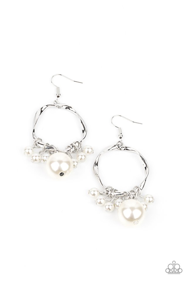 Delectably Diva - White - Paparazzi Earring Image
