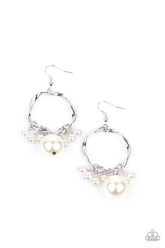 Delectably Diva - White - Paparazzi Earring Image