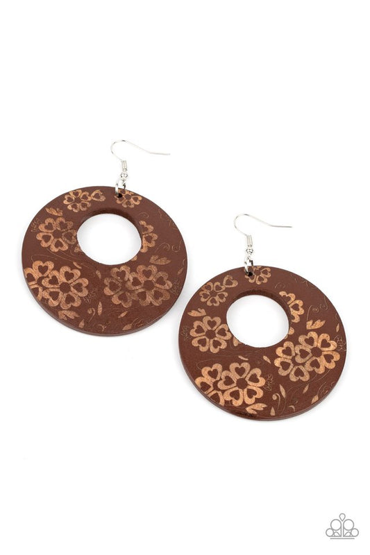 Galapagos Garden Party - Brown - Paparazzi Earring Image