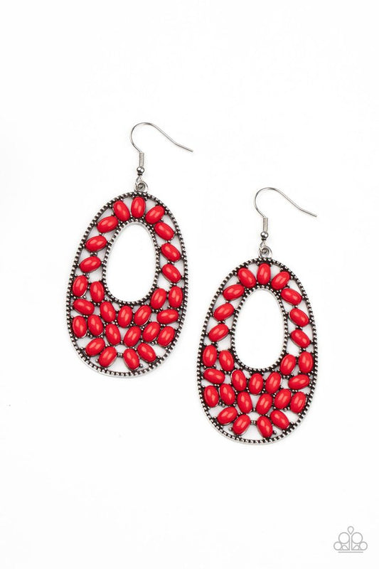​Beaded Shores - Red - Paparazzi Earring Image