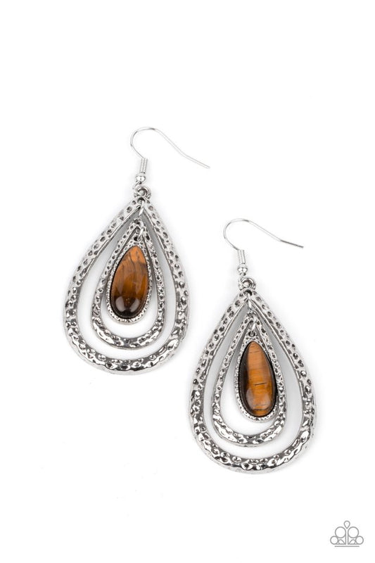 ​Teardrop Torrent - Brown - Paparazzi Earring Image