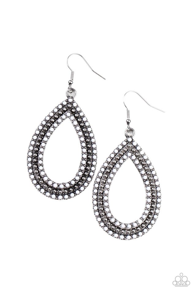 Tear Tracks - White - Paparazzi Earring Image