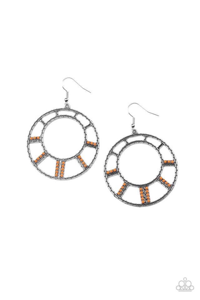 Fleek Fortress - Orange - Paparazzi Earring Image