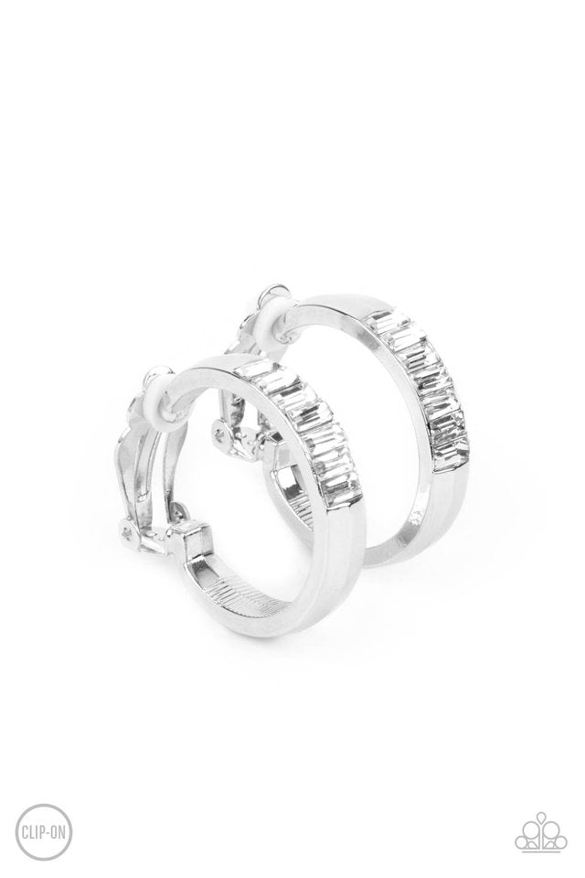 Ready, Steady, GLOW - White - Paparazzi Earring Image