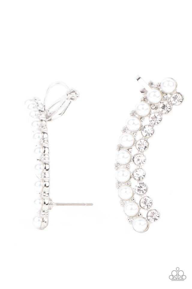 Doubled Down On Dazzle - White - Paparazzi Earring Image