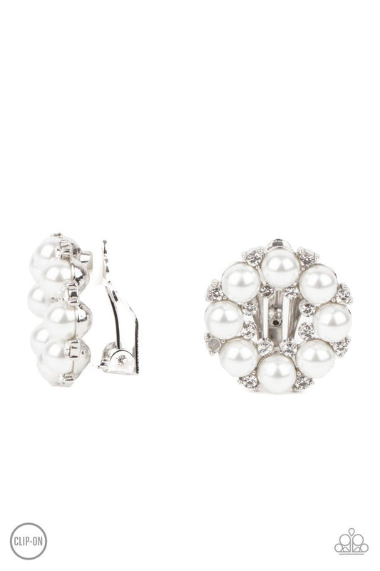 Roundabout Ritz - White - Paparazzi Earring Image