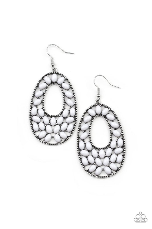 Beaded Shores - White - Paparazzi Earring Image