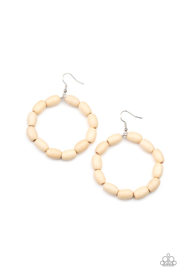 ​Living The WOOD Life - White - Paparazzi Earring Image