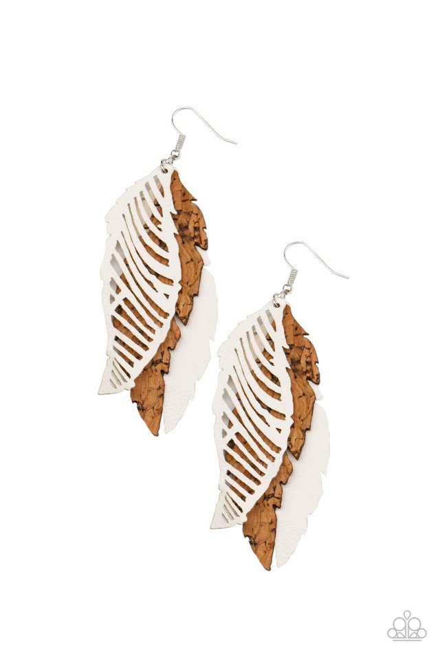 ​WINGING Off The Hook - White - Paparazzi Earring Image