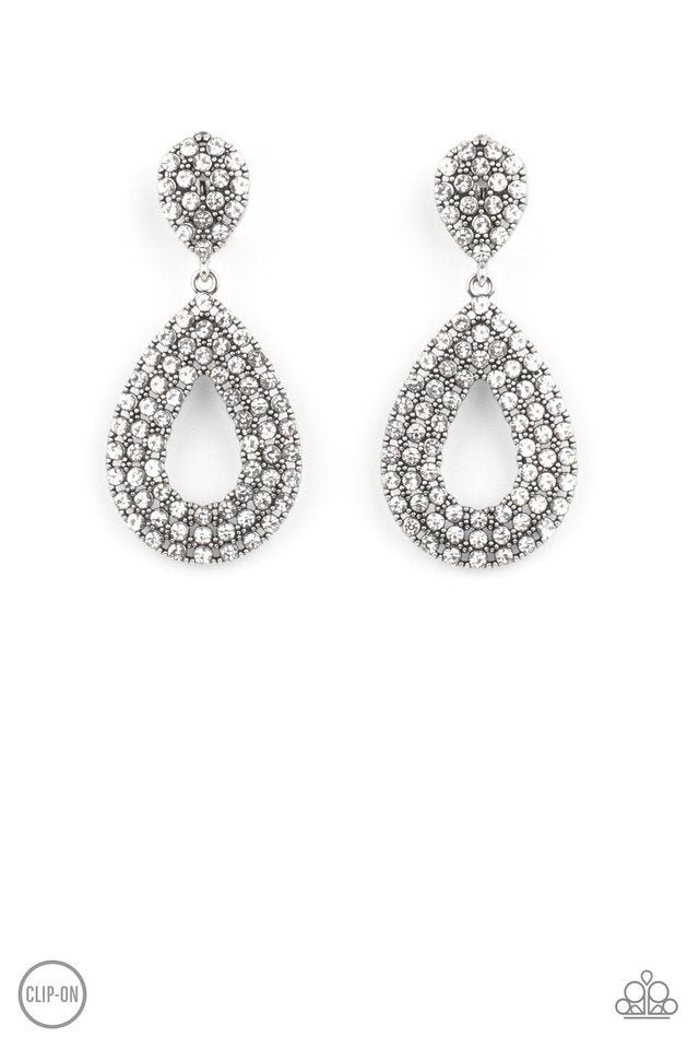 Pack In The Pizzazz - White - Paparazzi Earring Image