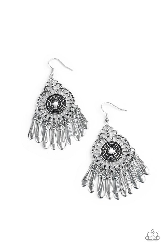 ​Dream a Little DREAMCATCHER - White - Paparazzi Earring Image