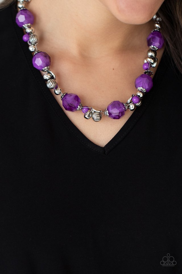 Purple bead necklace deals paparazzi