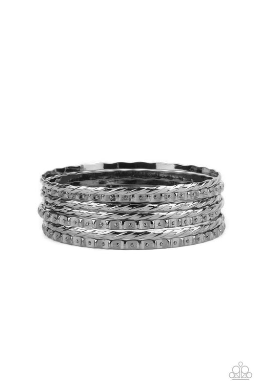 Back-To-Back Stacks - Black - Paparazzi Bracelet Image