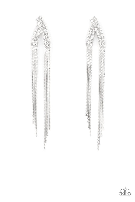 It Takes Two To TASSEL - White - Paparazzi Earring Image