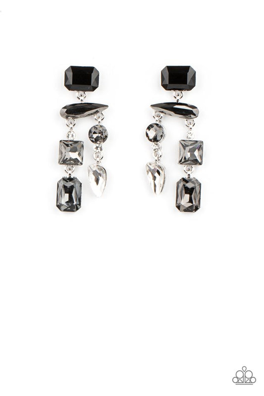 Hazard Pay - Silver - Paparazzi Earring Image
