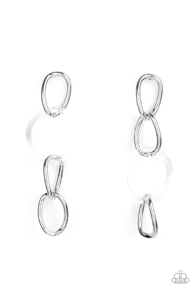 Talk In Circles - White - Paparazzi Earring Image