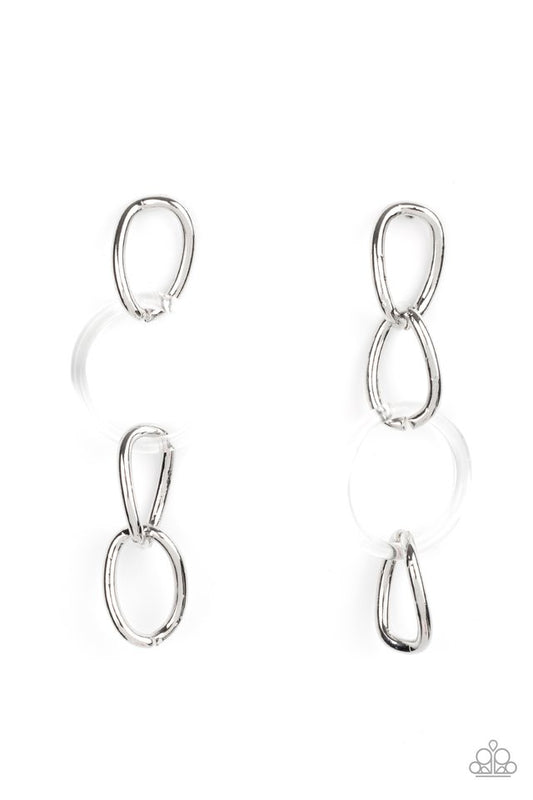 Talk In Circles - White - Paparazzi Earring Image