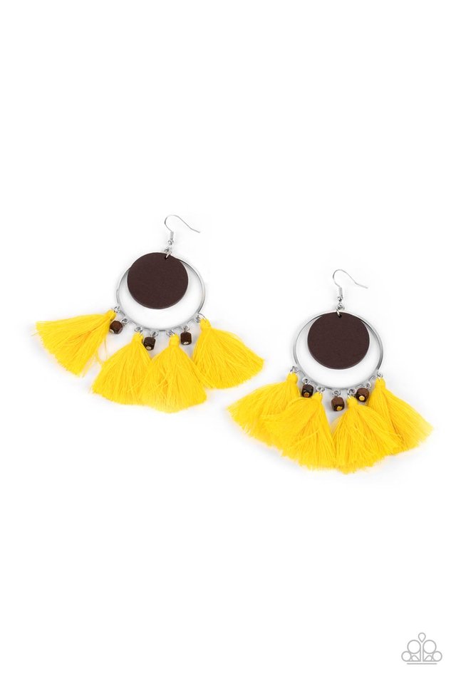Yacht Bait - Yellow - Paparazzi Earring Image