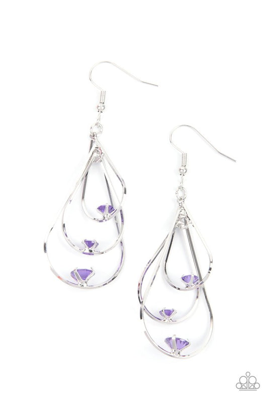Drop Down Dazzle - Purple - Paparazzi Earring Image