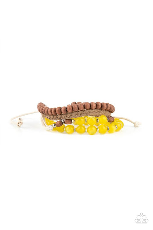 ​Down HOMESPUN - Yellow - Paparazzi Bracelet Image