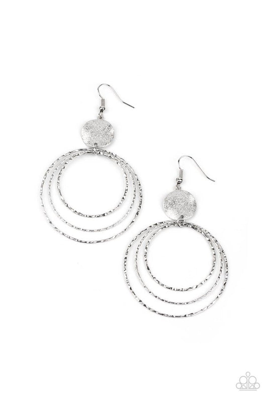 Universal Rehearsal - Silver - Paparazzi Earring Image