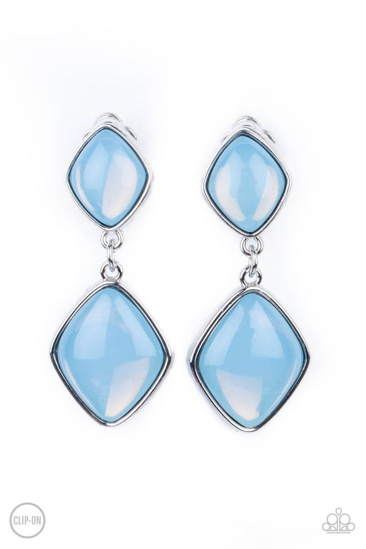 Double Dipping Diamonds - Blue - Paparazzi Earring Image