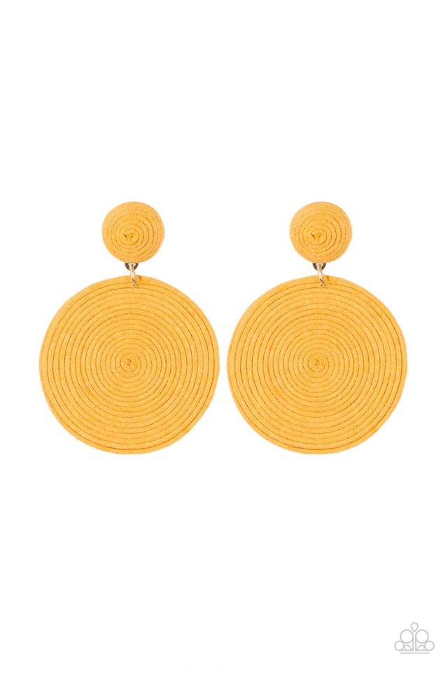 Circulate The Room - Yellow - Paparazzi Earring Image