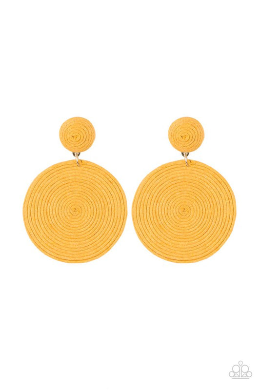Circulate The Room - Yellow - Paparazzi Earring Image