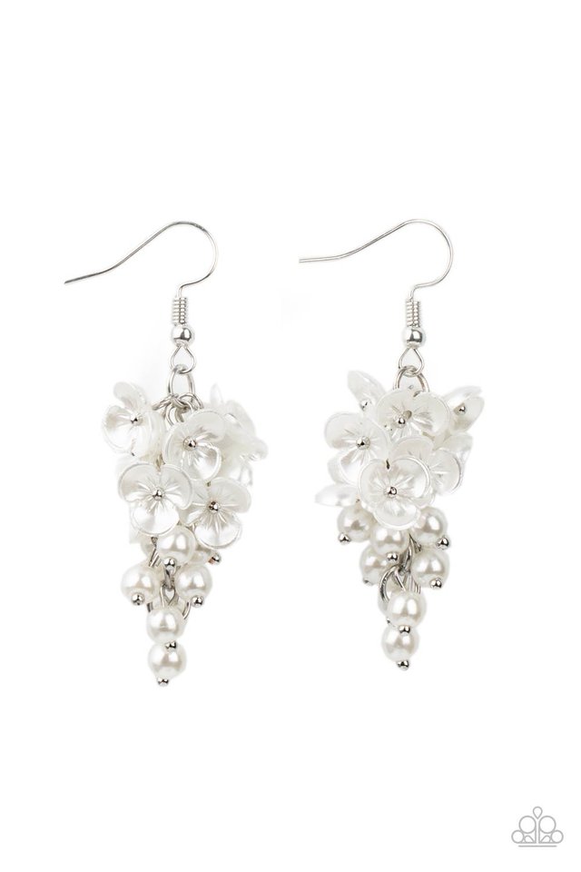 ​Bountiful Bouquets - White - Paparazzi Earring Image