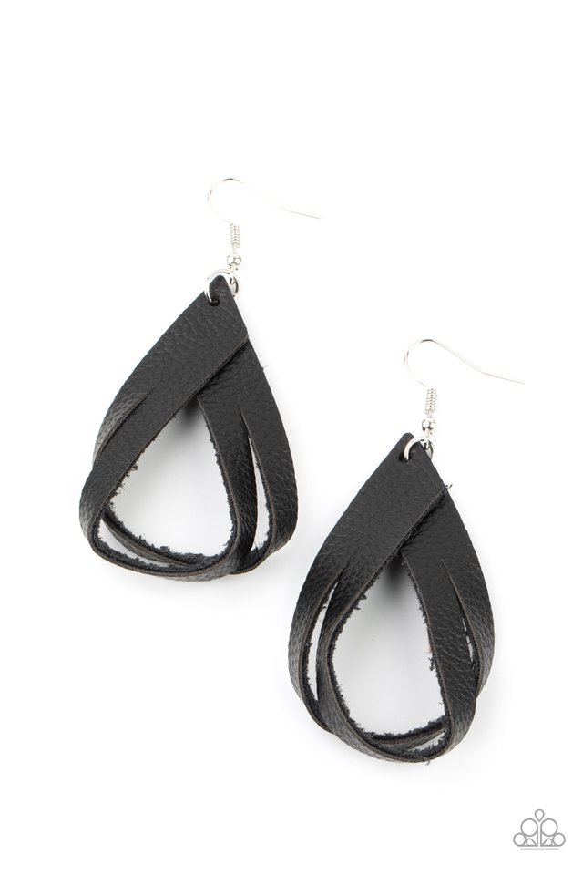 ​Thats A STRAP - Black - Paparazzi Earring Image