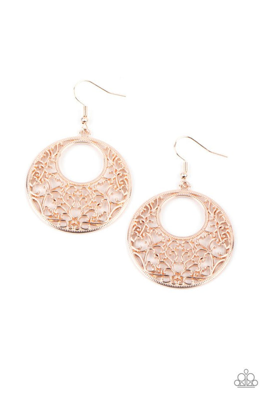 Vineyard Romance - Rose Gold - Paparazzi Earring Image