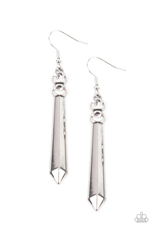 Sparkle Stream - White - Paparazzi Earring Image