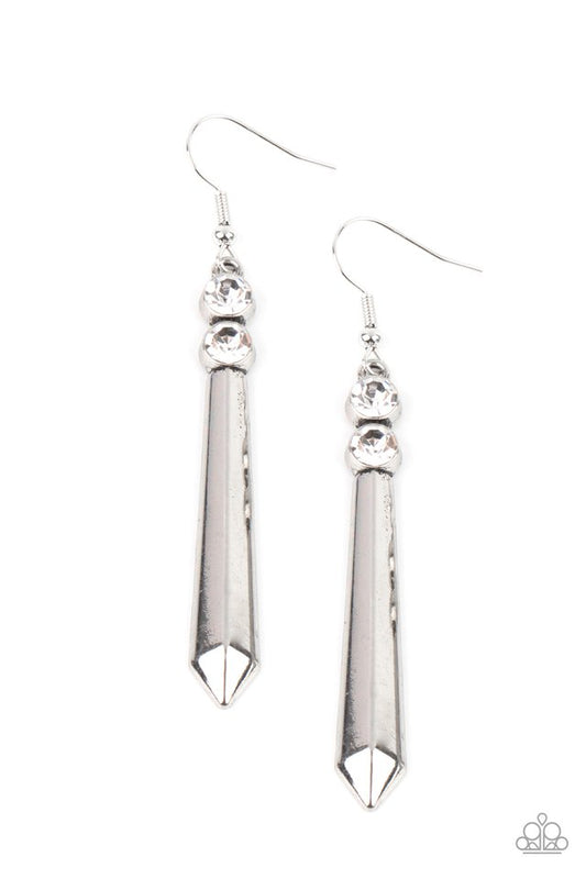 Sparkle Stream - White - Paparazzi Earring Image