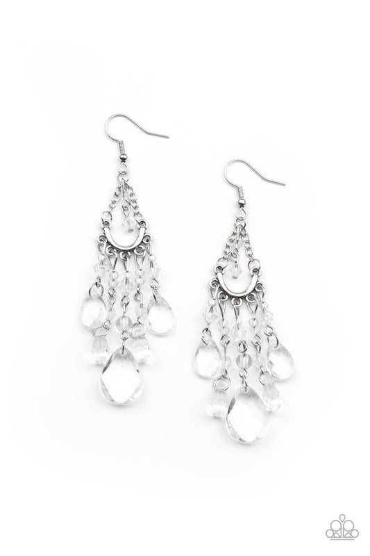 Paid Vacation - White - Paparazzi Earring Image