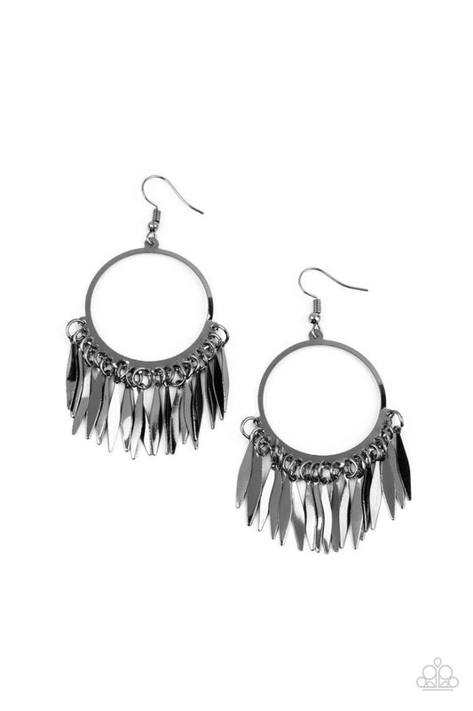 Radiant Chimes - Black - Paparazzi Earring Image