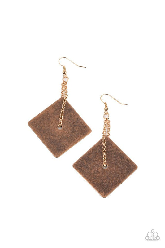 Block Party Posh - Copper - Paparazzi Earring Image