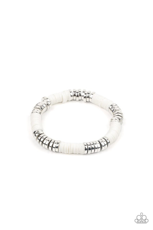 Stacked In Your Favor - White - Paparazzi Bracelet Image