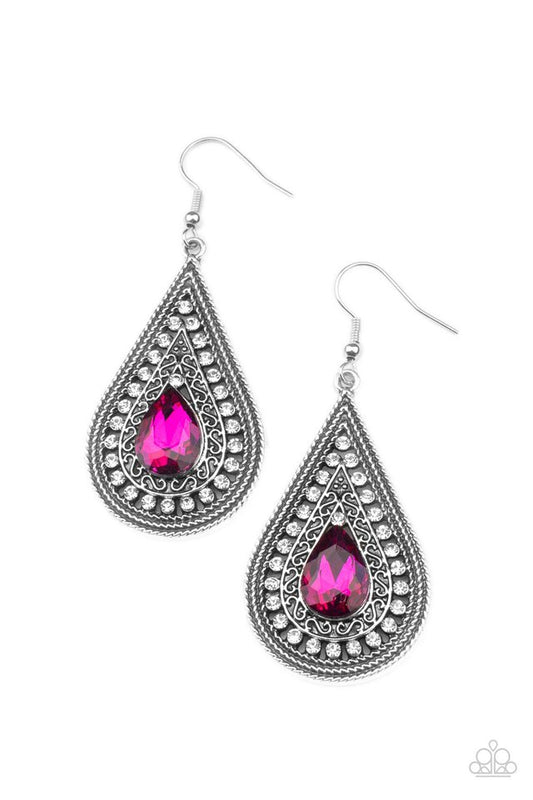 Metro Masquerade - Pink - Paparazzi Earring Image