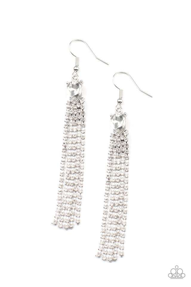 ​Drop-Dead Dainty - White - Paparazzi Earring Image