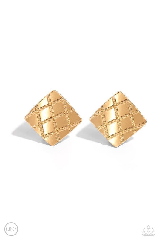 PLAID and Simple - Gold - Paparazzi Earring Image